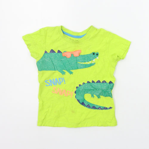 Matalan Girls Green   Basic T-Shirt Size 18-24 Months  - Crocodile print