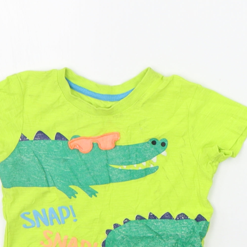 Matalan Girls Green   Basic T-Shirt Size 18-24 Months  - Crocodile print