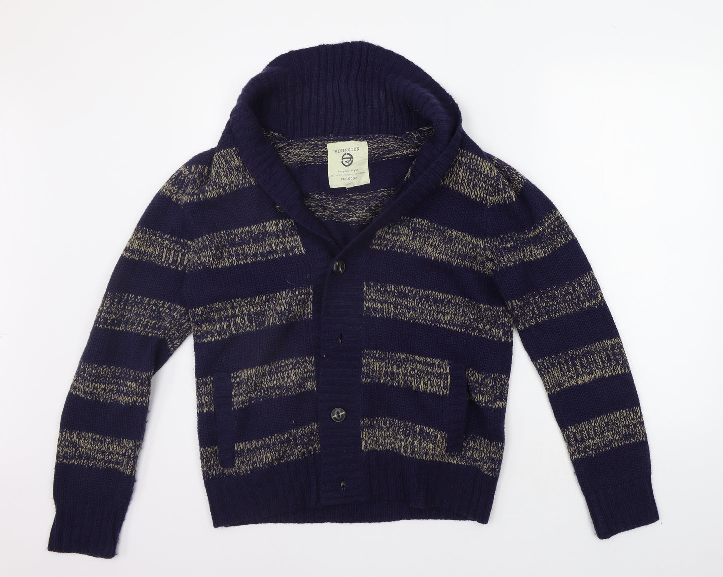 Rivington Womens Blue Striped  Cardigan Jumper Size S