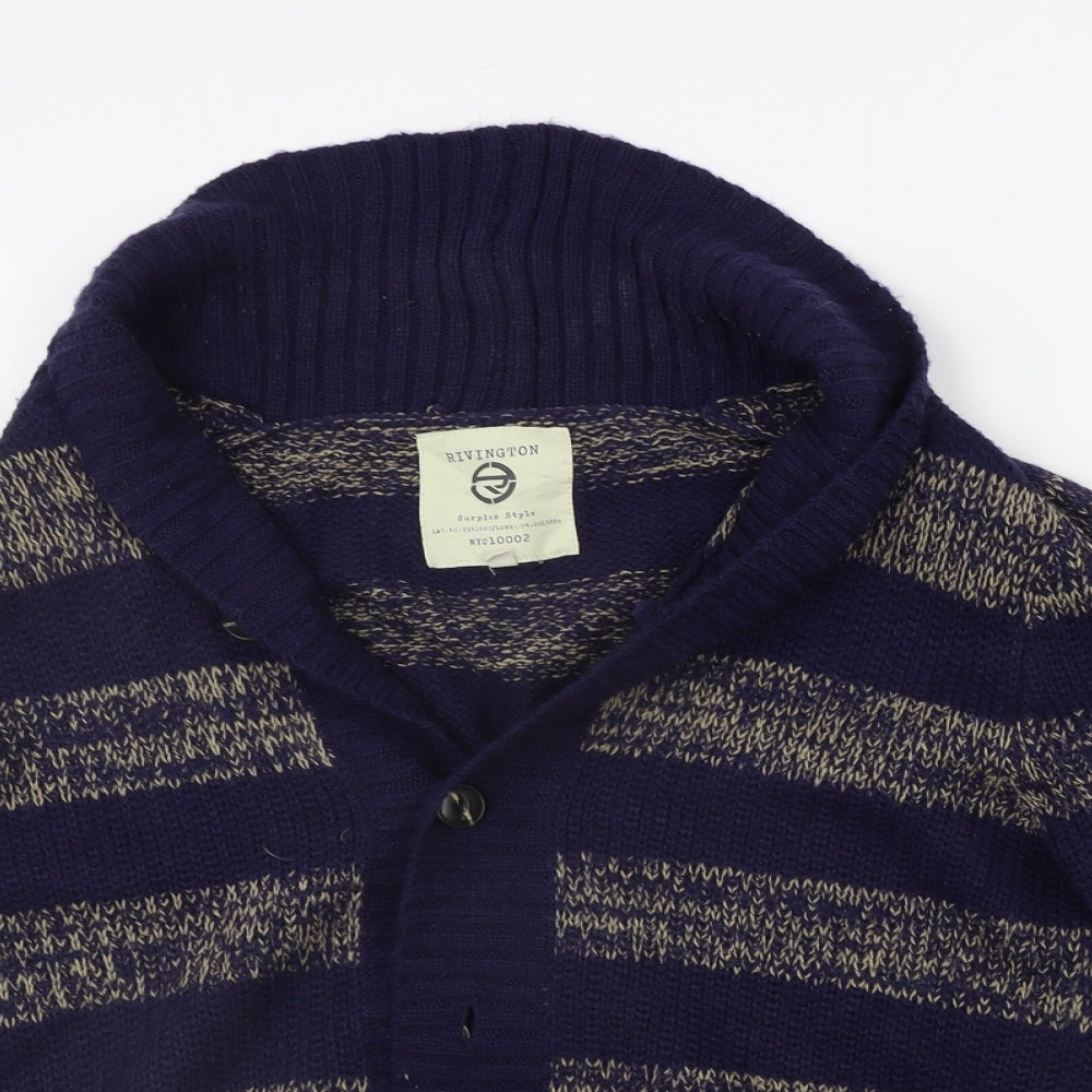 Rivington Womens Blue Striped  Cardigan Jumper Size S