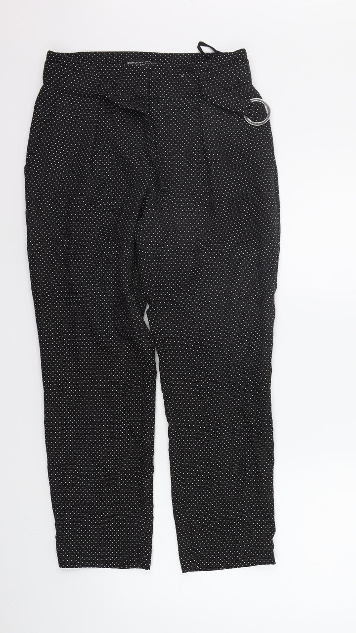 Dorothy Perkins Womens Black Polka Dot  Trousers  Size 8 L25 in