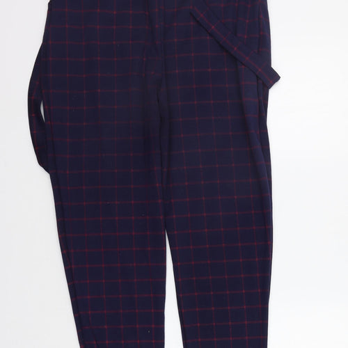 PRETTYLITTLETHING Womens Blue Check  Trousers  Size 14 L27 in