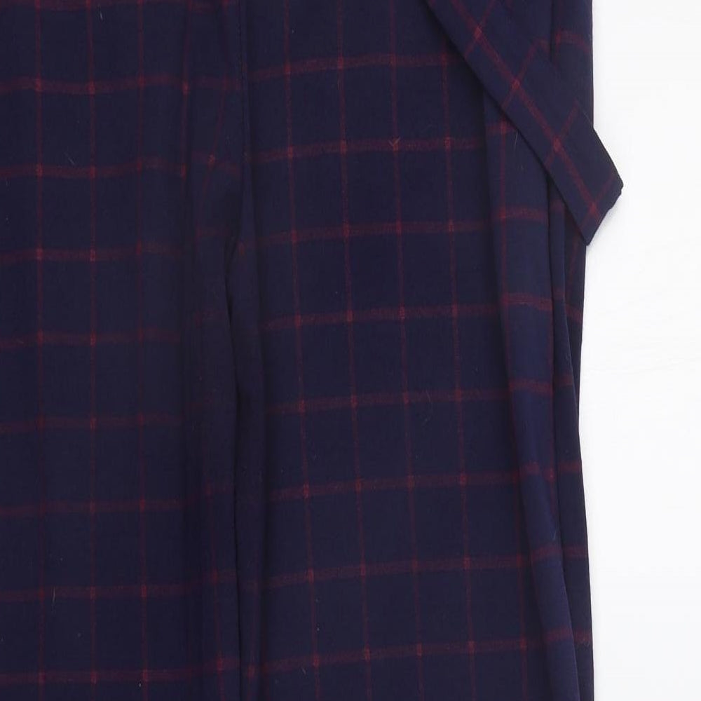 PRETTYLITTLETHING Womens Blue Check  Trousers  Size 14 L27 in