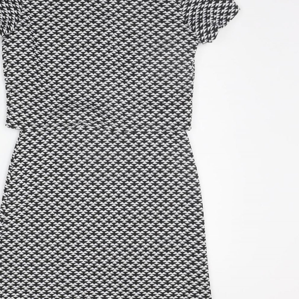 Atmosphere Womens Black Geometric  A-Line  Size 6