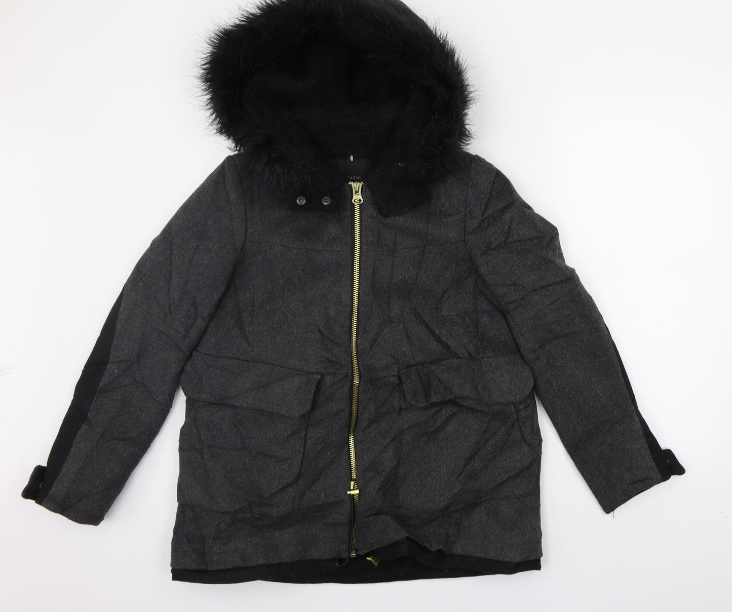 Zara Womens Grey   Jacket Coat Size S  - FAUX FUR