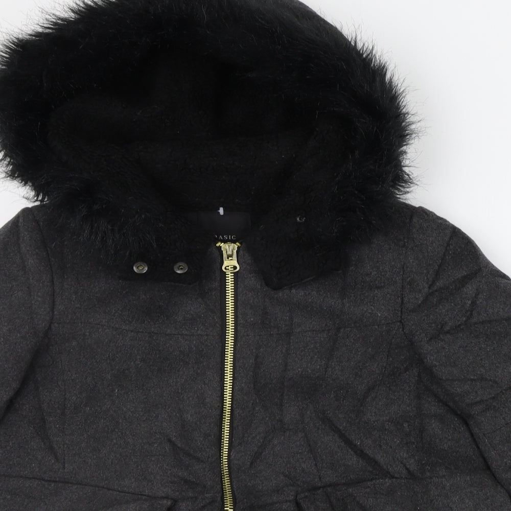 Zara Womens Grey   Jacket Coat Size S  - FAUX FUR