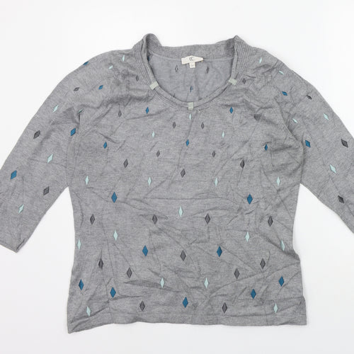 county casual Womens Grey Geometric  Pullover Jumper Size M