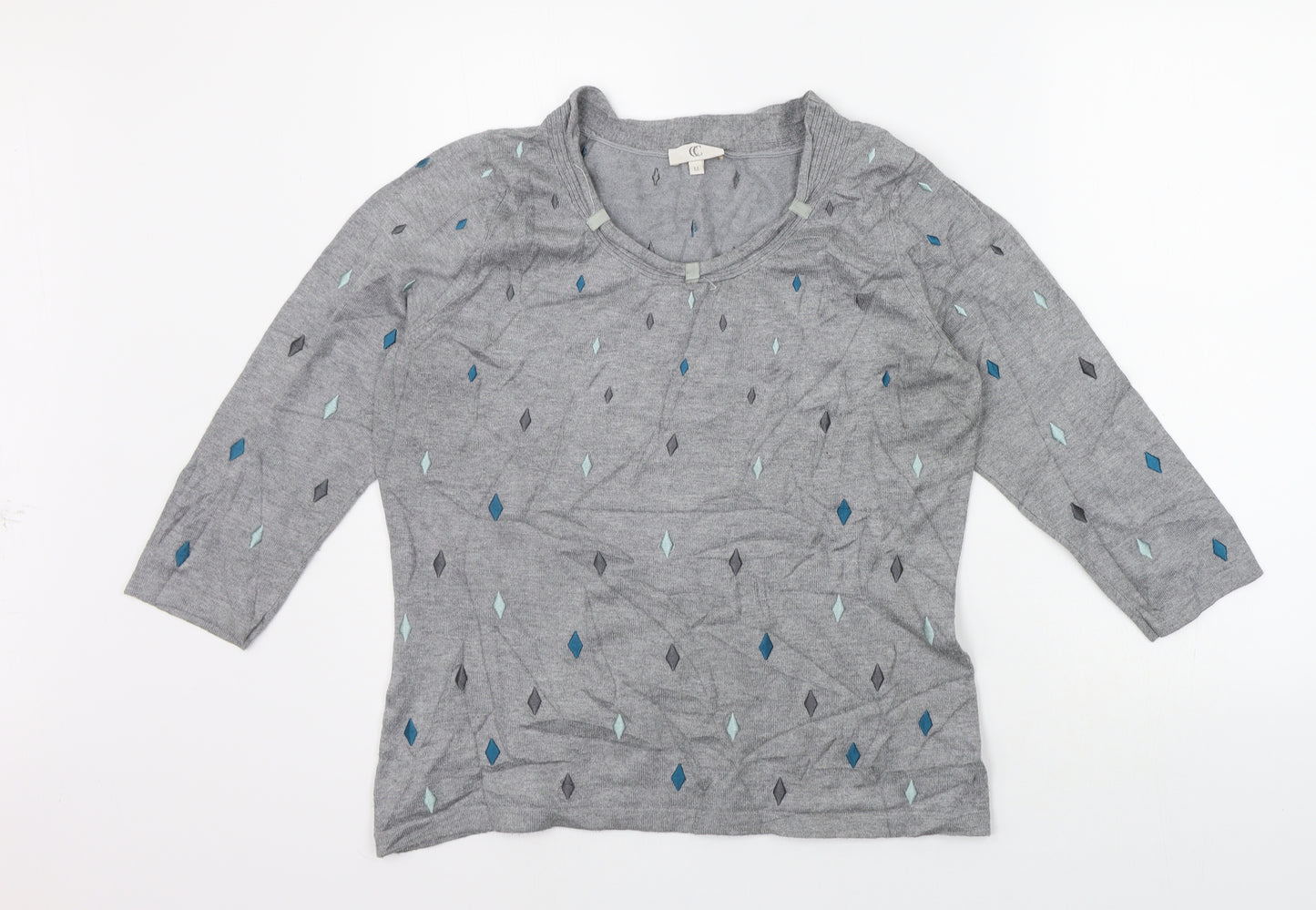 county casual Womens Grey Geometric  Pullover Jumper Size M
