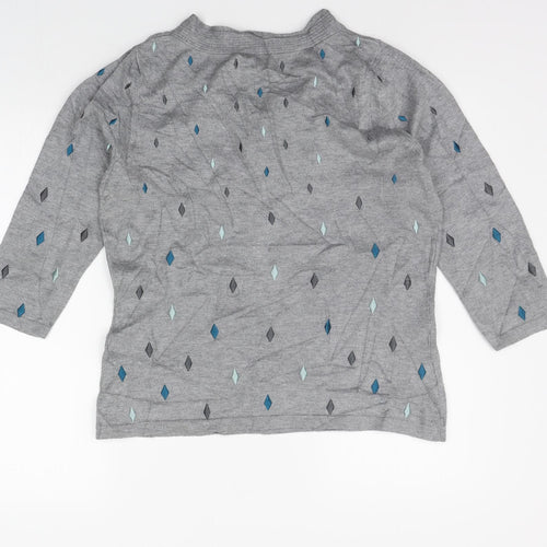 county casual Womens Grey Geometric  Pullover Jumper Size M