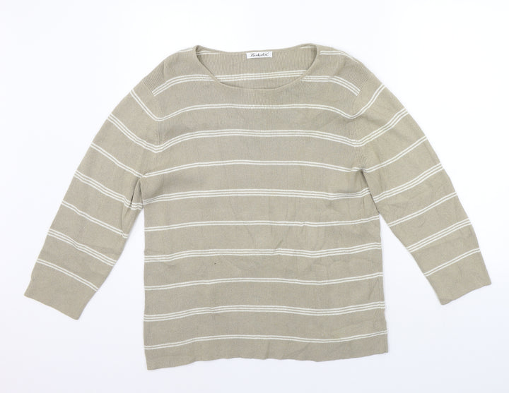 Berkertex Womens Beige Striped Pullover Jumper Size 16