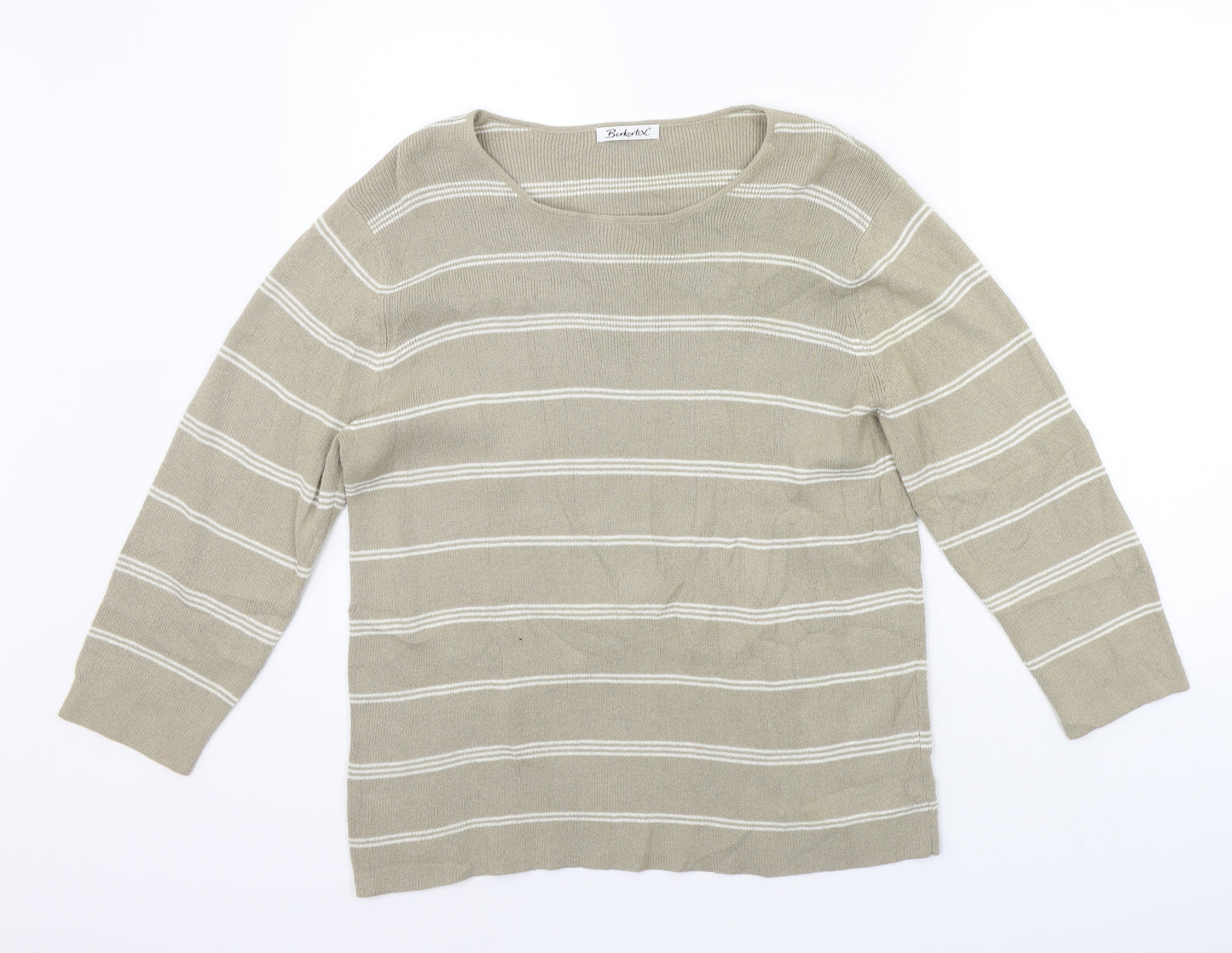 Berkertex Womens Beige Striped  Pullover Jumper Size 16