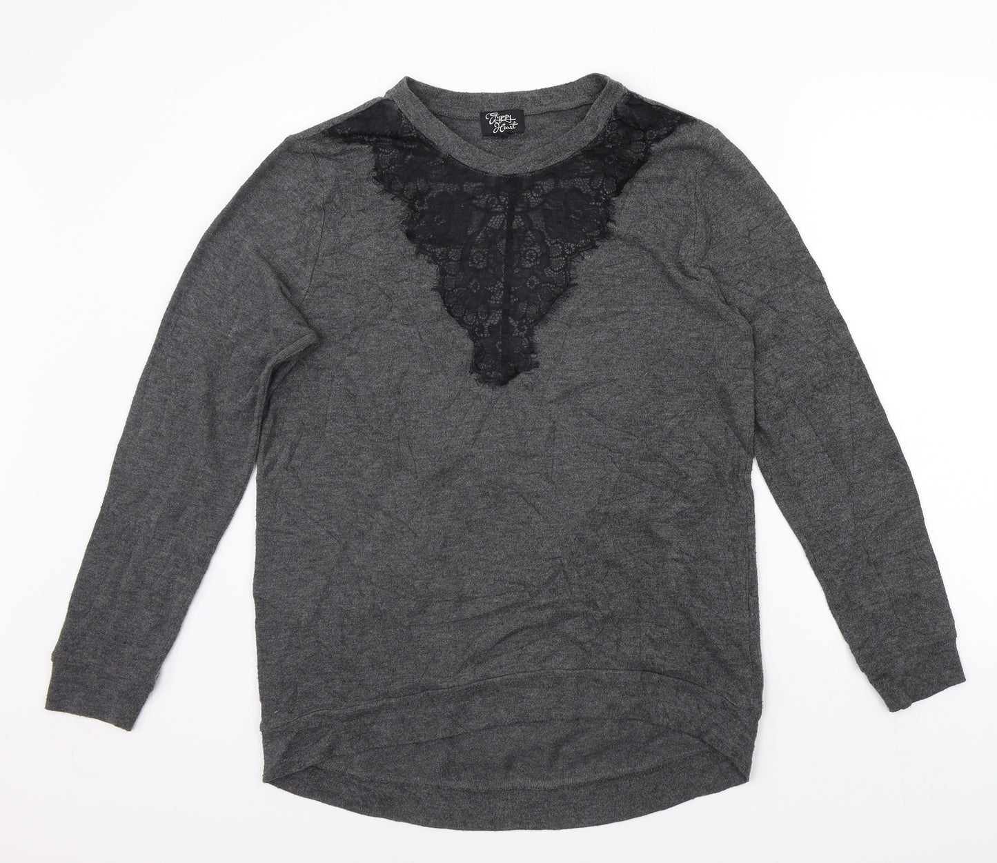 Gypsy Heart Womens Grey   Pullover Jumper Size M