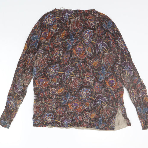 EAST Womens Brown Floral  Henley Jumper Size XS