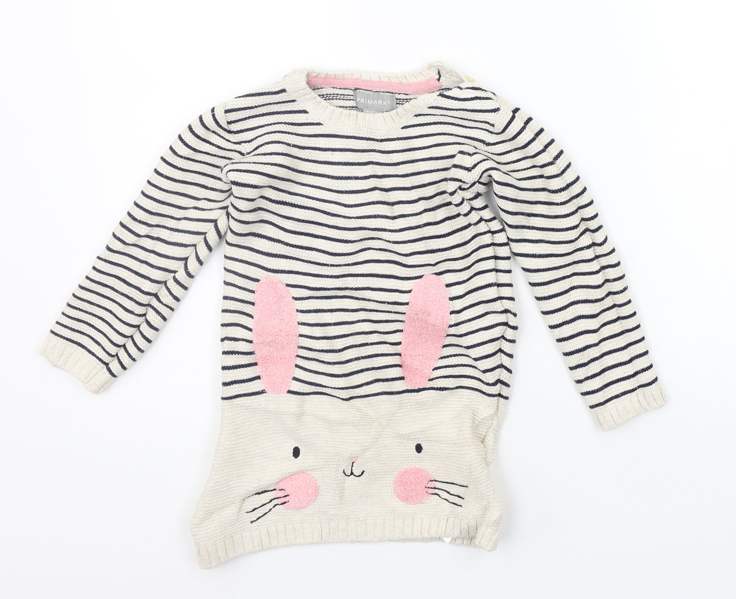 Primark Girls Beige Striped  Jumper Dress  Size 18-24 Months