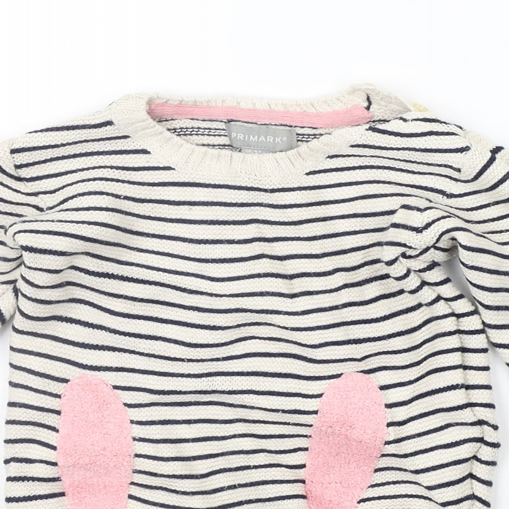 Primark Girls Beige Striped  Jumper Dress  Size 18-24 Months