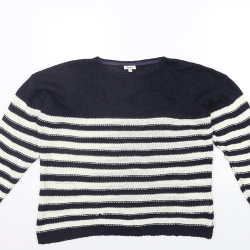 /text Womens Blue Striped  Pullover Jumper Size L