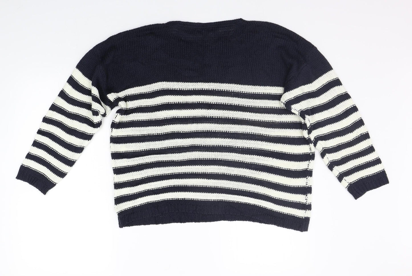 /text Womens Blue Striped  Pullover Jumper Size L