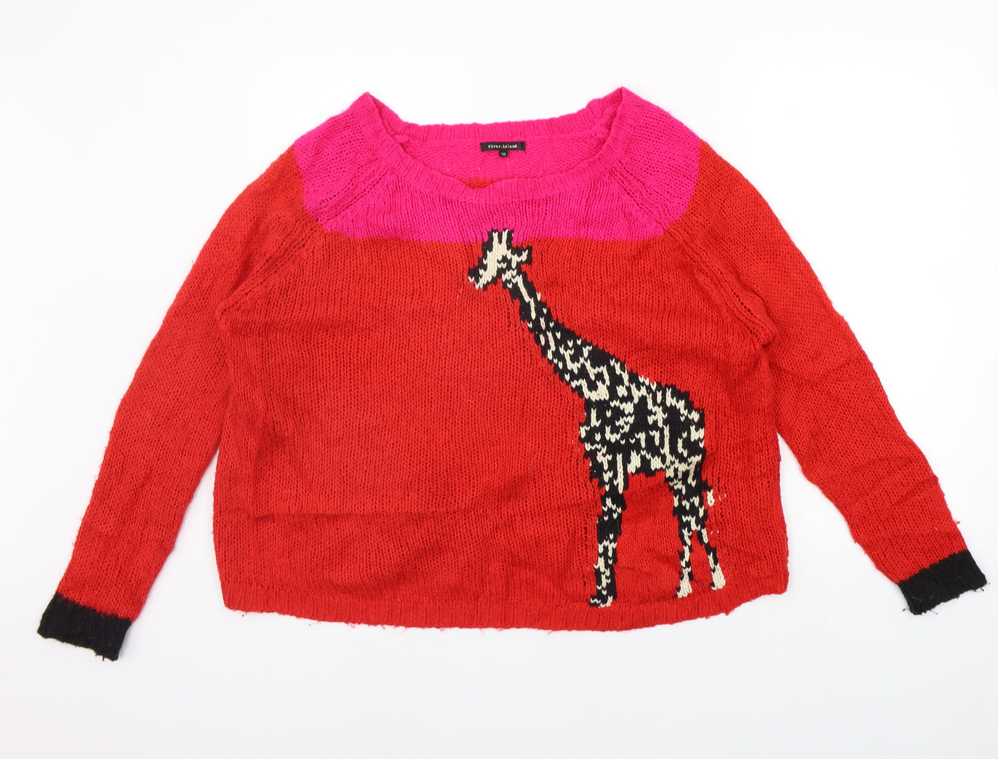 River Island Womens Red   Pullover Jumper Size 10  - giraffe