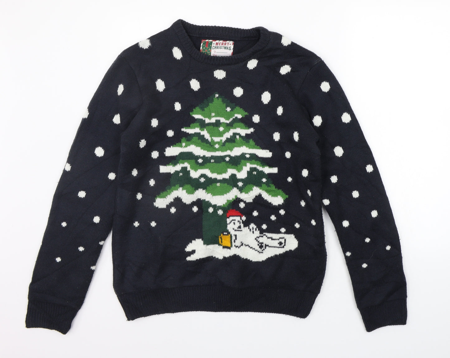 Ceader wood state Mens Black   Henley Jumper Size S  - CHRISTMAS