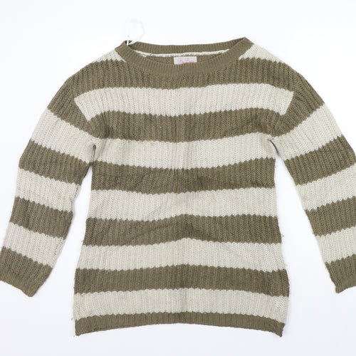 BE BEAU Womens Beige Striped  Pullover Jumper Size 10