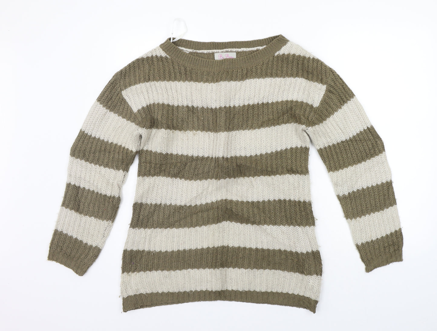 BE BEAU Womens Beige Striped  Pullover Jumper Size 10