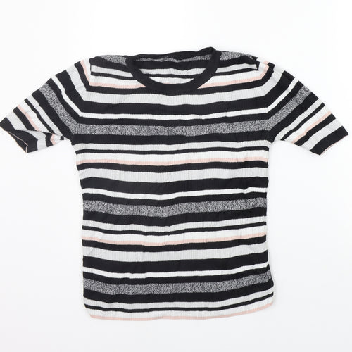 F&F Womens Black Striped  Pullover Jumper Size 10