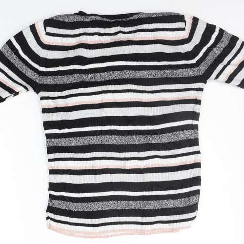 F&F Womens Black Striped  Pullover Jumper Size 10