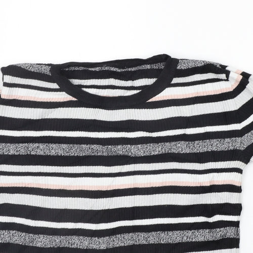 F&F Womens Black Striped  Pullover Jumper Size 10