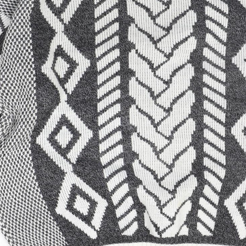 Acrylic Womens Grey Geometric  Pullover Jumper Size L