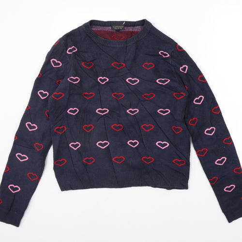 Topshop Womens Blue Geometric  Pullover Jumper Size 8