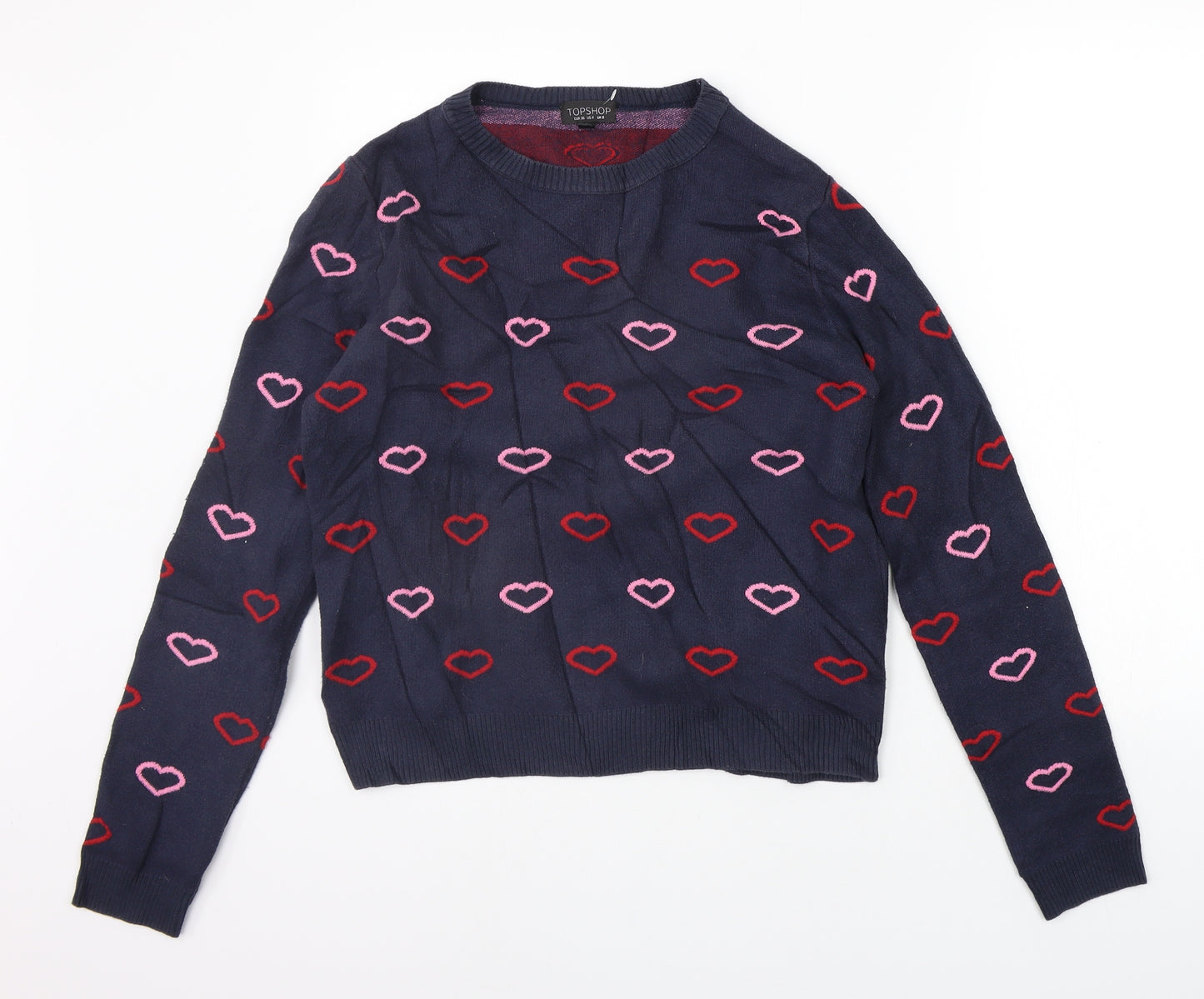 Topshop Womens Blue Geometric  Pullover Jumper Size 8
