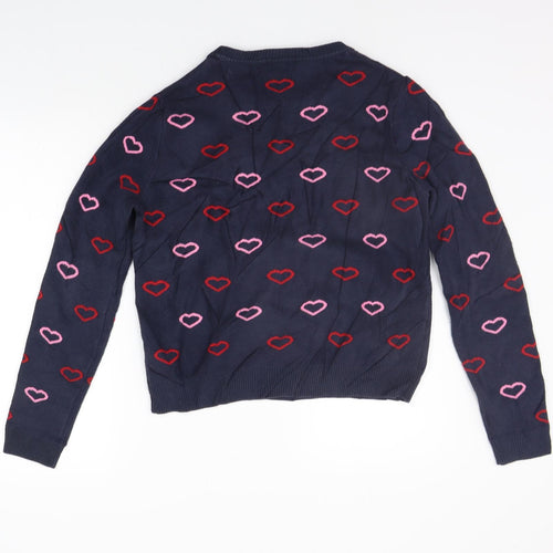 Topshop Womens Blue Geometric  Pullover Jumper Size 8