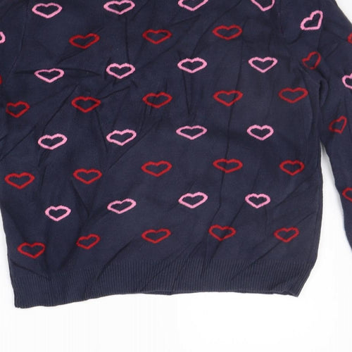 Topshop Womens Blue Geometric  Pullover Jumper Size 8