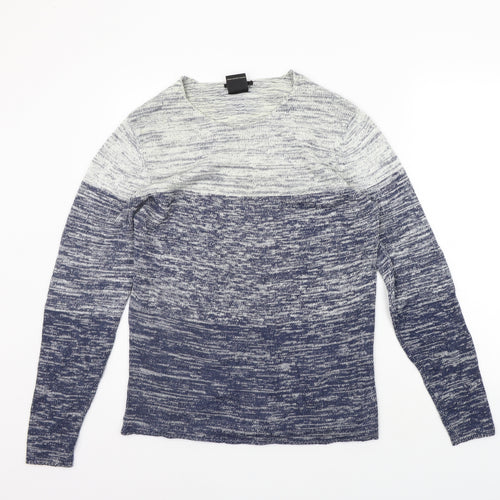 Smog Mens Blue Striped  Pullover Jumper Size XS