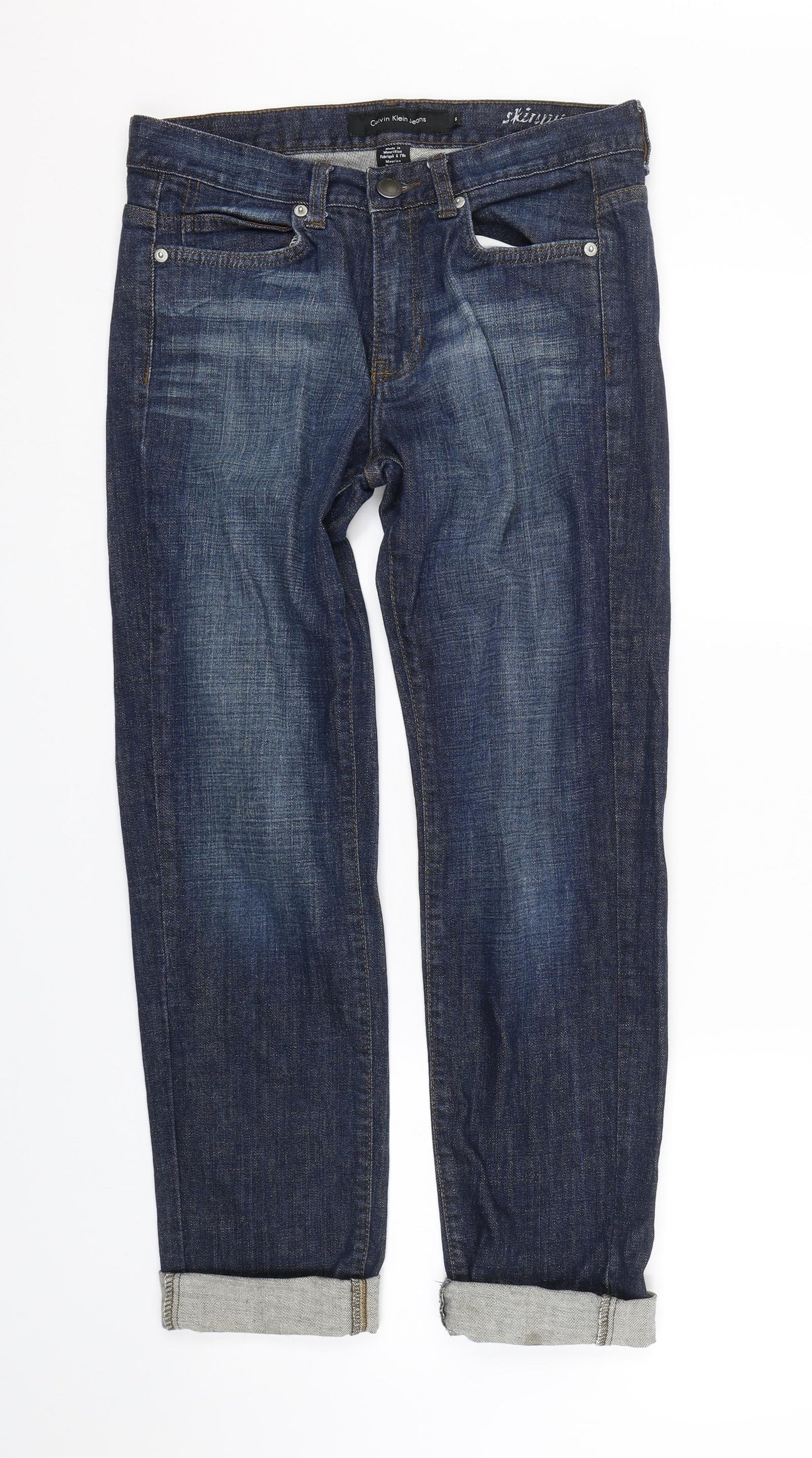 Calvin Klein Womens Blue  Denim Skinny Jeans Size 6 L25 in