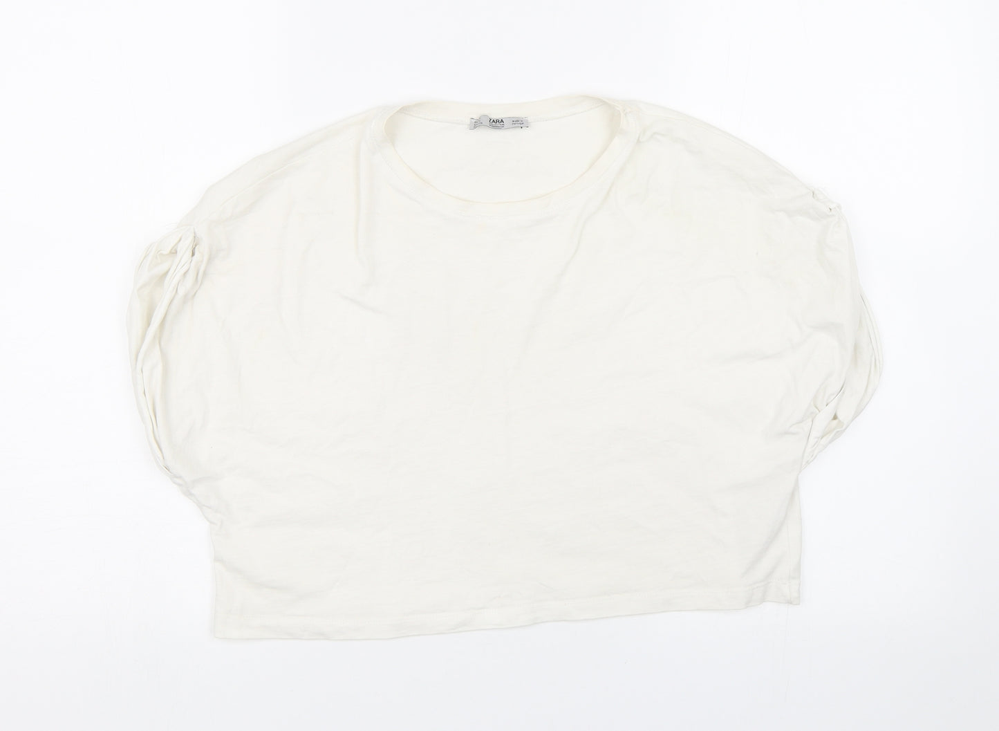 Zara Womens White   Cropped T-Shirt Size S
