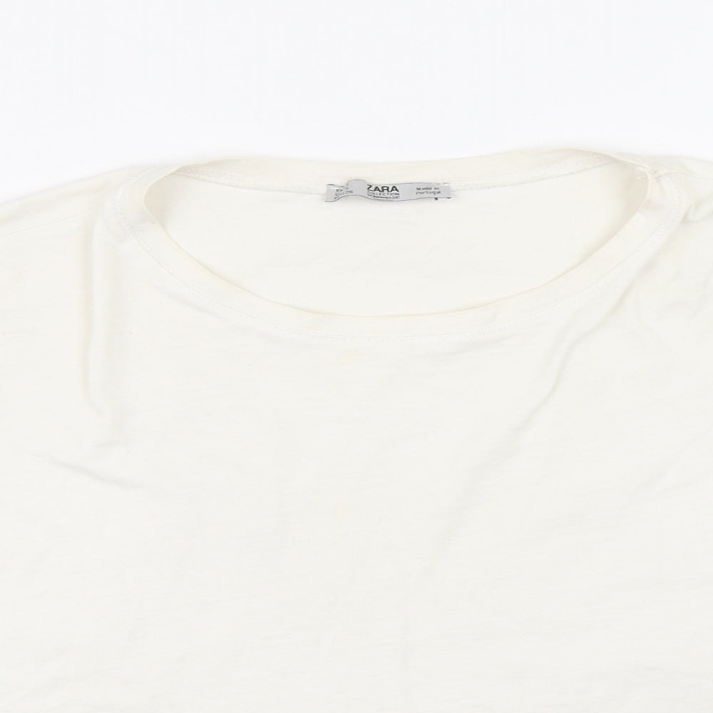 Zara Womens White   Cropped T-Shirt Size S