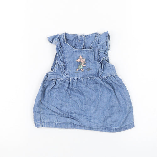 M&S Girls Blue  Denim Basic Tank Size 3-6 Months  - Winnie The Pooh