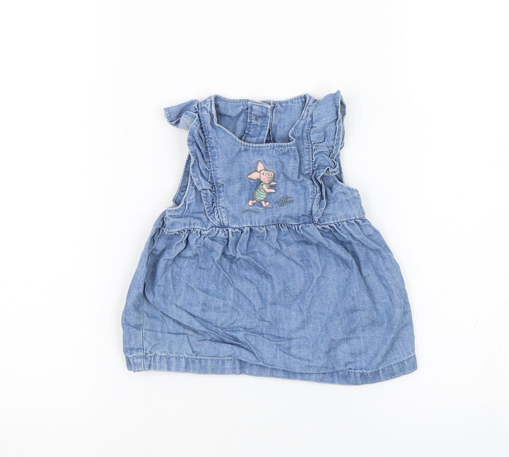M&S Girls Blue  Denim Basic Tank Size 3-6 Months  - Winnie The Pooh