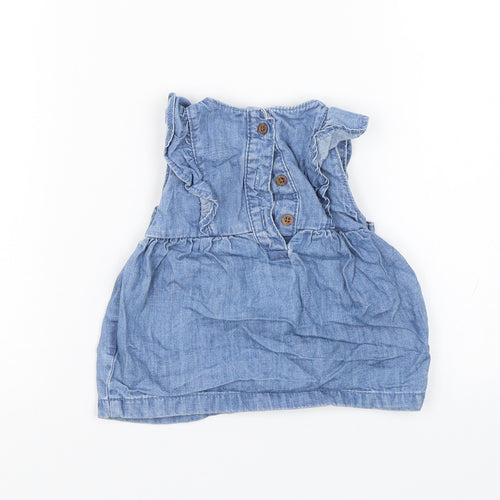 M&S Girls Blue  Denim Basic Tank Size 3-6 Months  - Winnie The Pooh