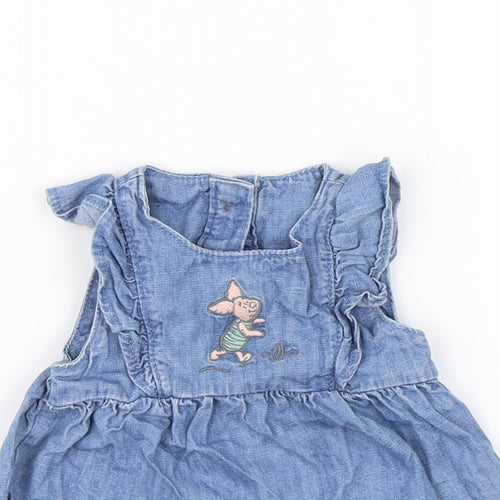 M&S Girls Blue  Denim Basic Tank Size 3-6 Months  - Winnie The Pooh