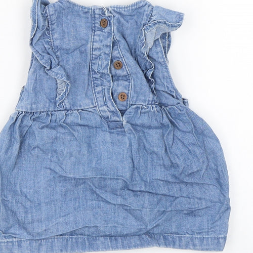 M&S Girls Blue  Denim Basic Tank Size 3-6 Months  - Winnie The Pooh