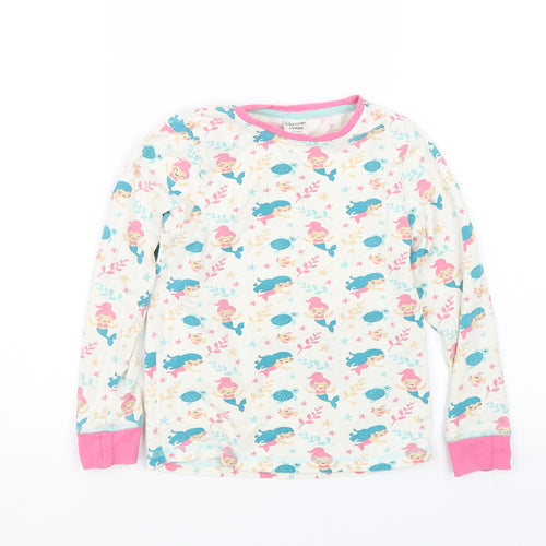 Lily and Dan Girls White Floral  Top Pyjama Top Size 7-8 Years  - Mermaids