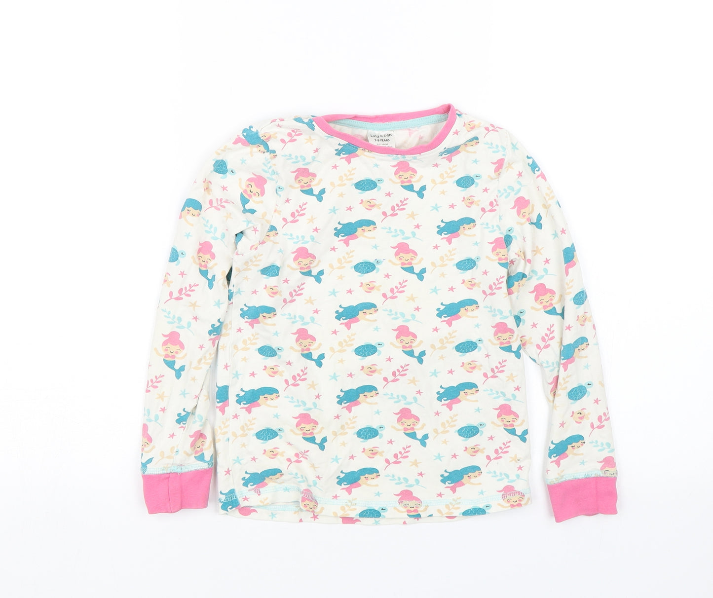 Lily and Dan Girls White Floral  Top Pyjama Top Size 7-8 Years  - Mermaids