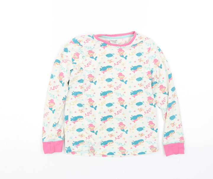 Lily and Dan Girls White Floral  Top Pyjama Top Size 7-8 Years  - Mermaids