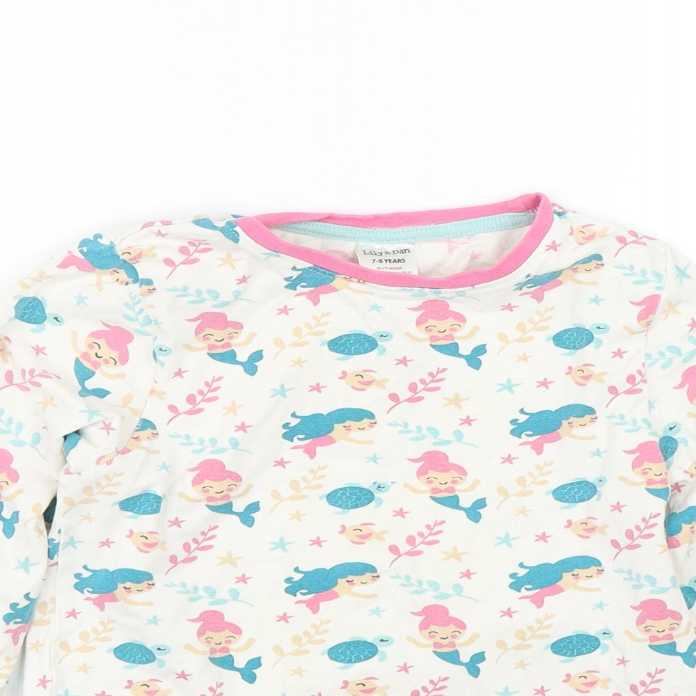 Lily and Dan Girls White Floral  Top Pyjama Top Size 7-8 Years  - Mermaids