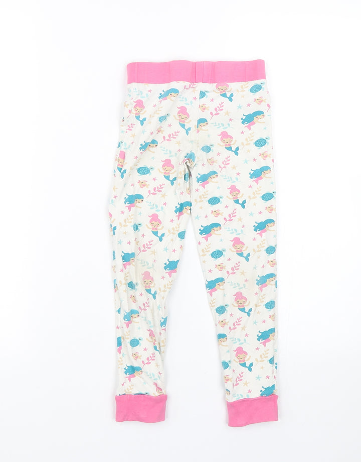 Lily & Dan Girls White Floral Pyjama Pants Size 7-8 Years - mermaids