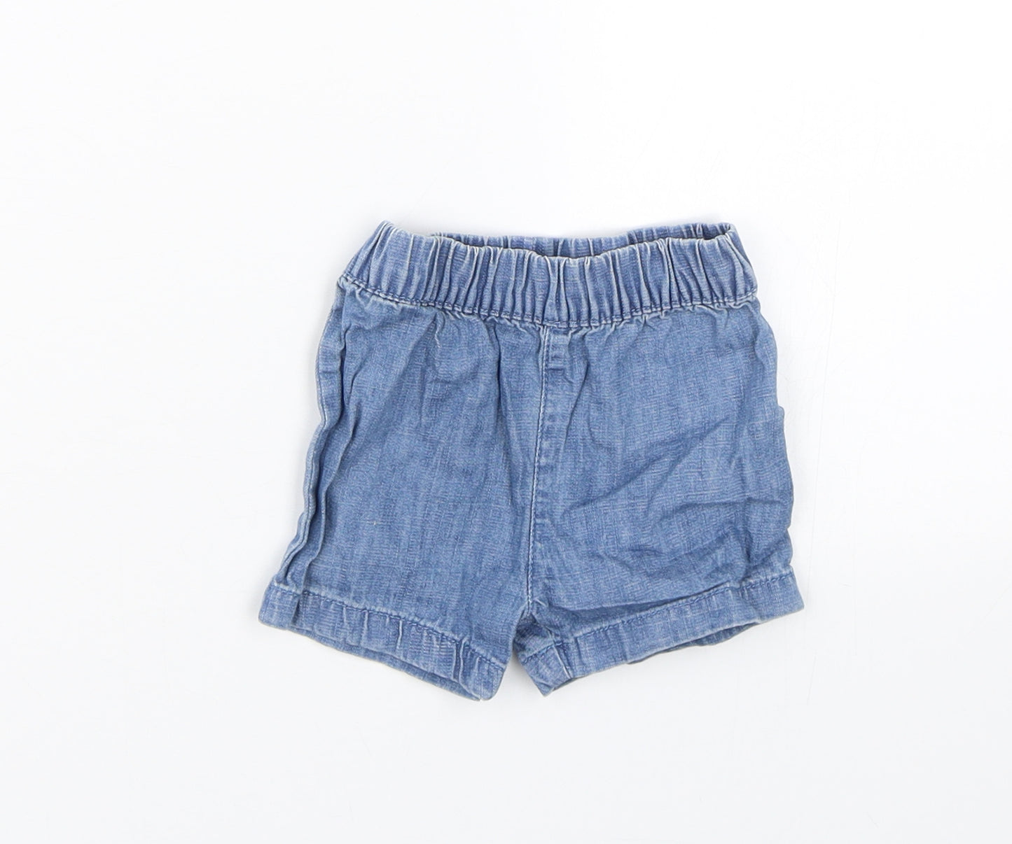 M&S Girls Blue  Denim Cropped Trousers Size 3-6 Months  - Shorts