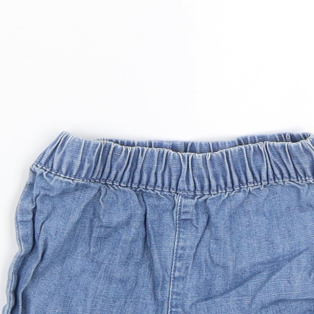 M&S Girls Blue  Denim Cropped Trousers Size 3-6 Months  - Shorts