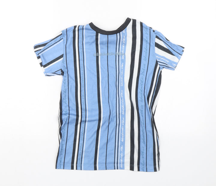 George Boys Blue Striped  Basic T-Shirt Size 9-10 Years